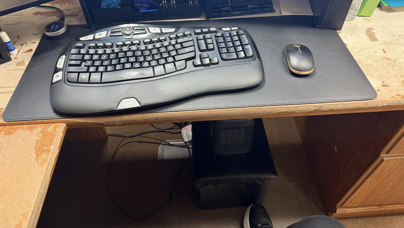 Classic Desktop Hand Warmer Heated Desk Pad - Large Heated Desk Mat for Cold Office & Home, PVC Leather Heated Mouse Pad for Keyboard & Mouse, Auto Shut-Off customer photo 2