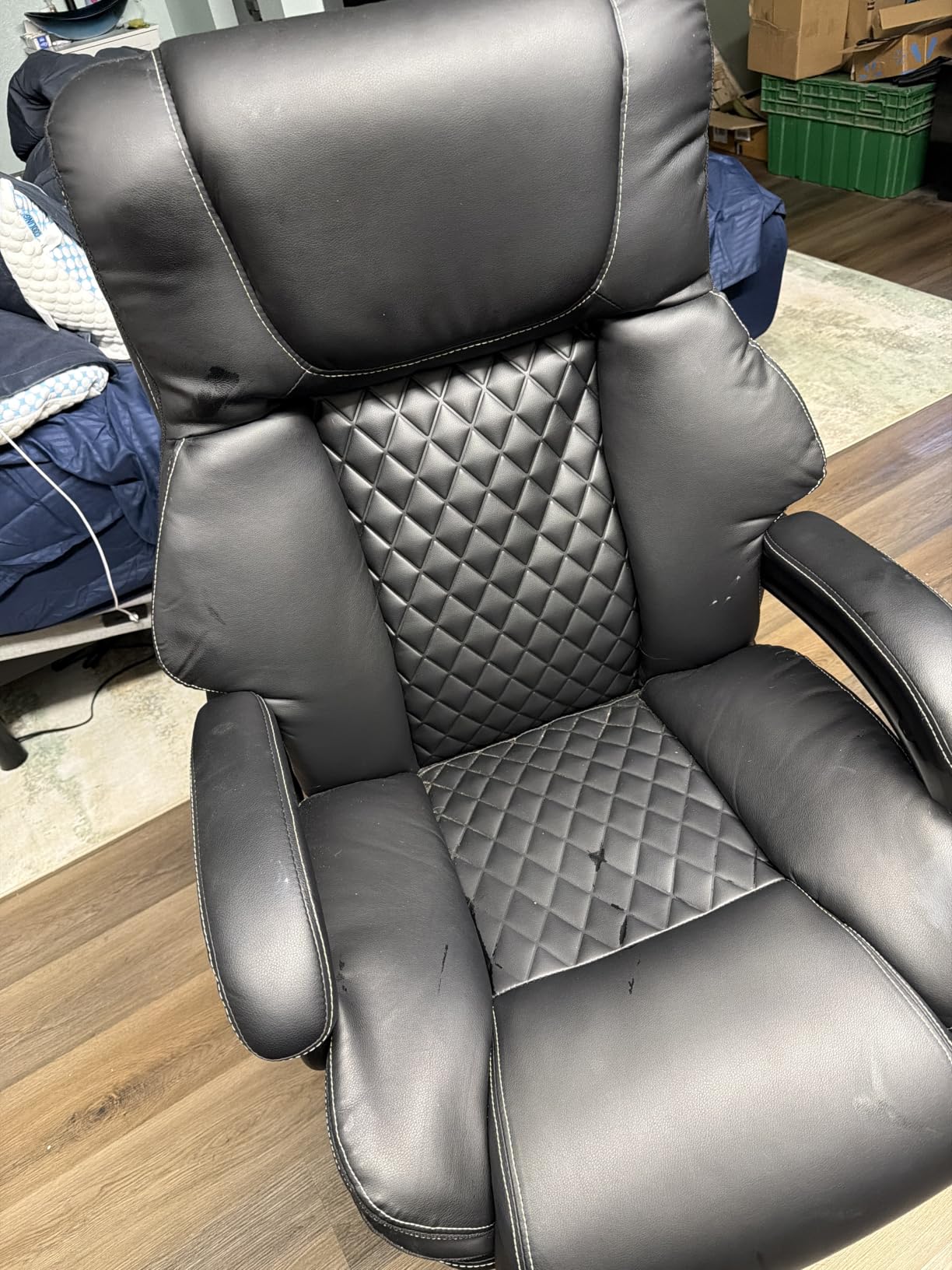 650lbs Large Big and Tall Office Chair for Heavy People with Adjustment Lumbar Support, Comfy Padded Heavy Duty Leather Executive Office Chair with Quiet Rubber for Adults 8 Hours Daily Work customer photo 2