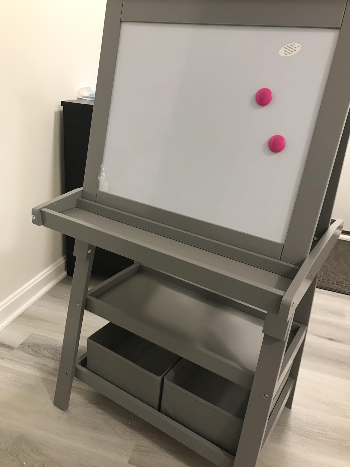 Costzon Kids Art Easel, 3 in 1 Double-Sided Painting Easel w/Magnetic Whiteboard, Chalkboard & Paper Roll, 2-Tier Storage Rack & 2 Boxes, Standing Easel for Kids, Toddlers, Boys, Girls (Natural) customer photo 1