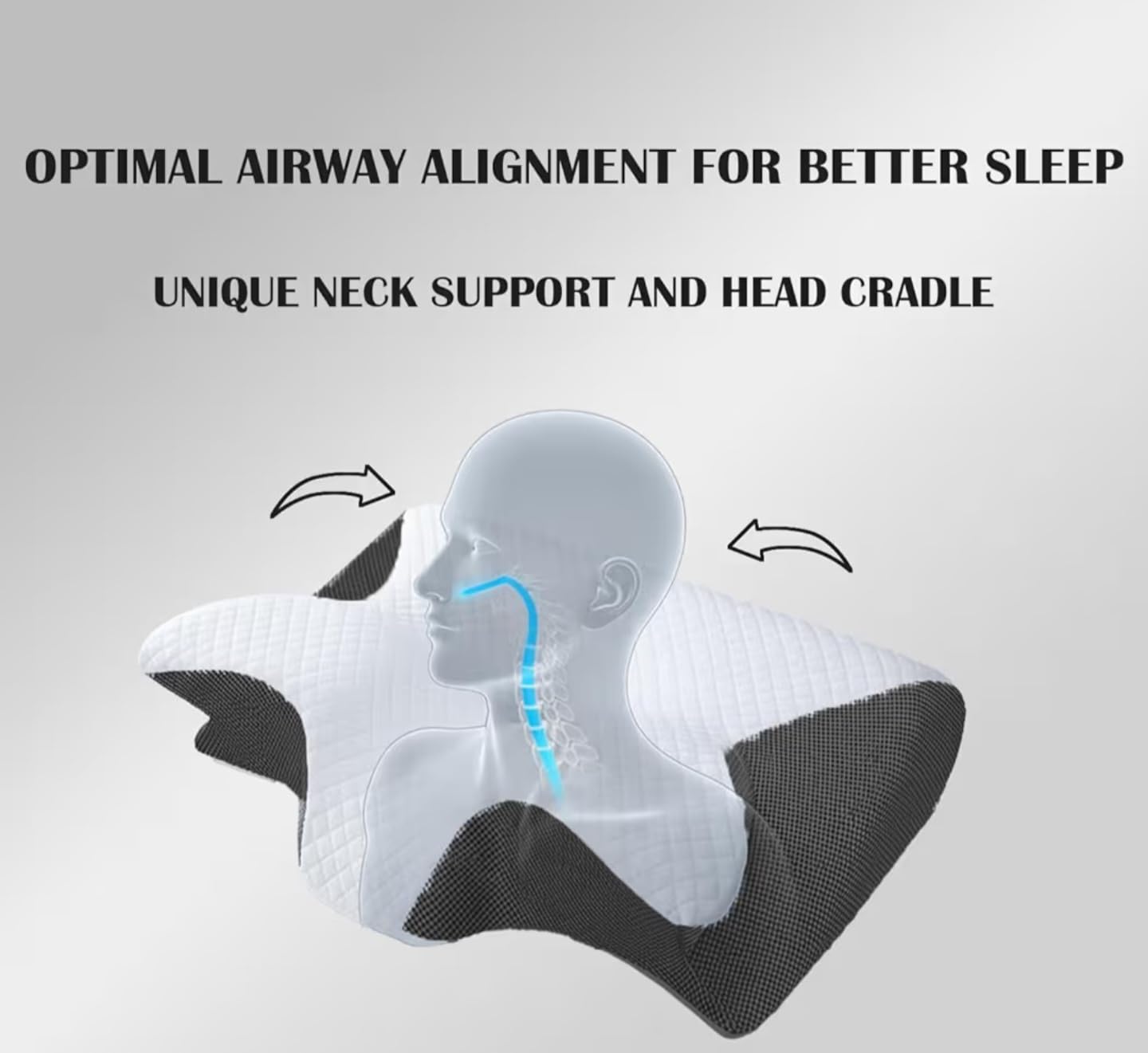 Sleep Apnea Pillow, Cervical Pillow for Neck Pain Relief, Orthopedic Memory Foam Neck Support Pillow for Side, Back & Stomach Sleepers, Anti-Snore Ergonomic Contour Pillow (Black) customer photo 2