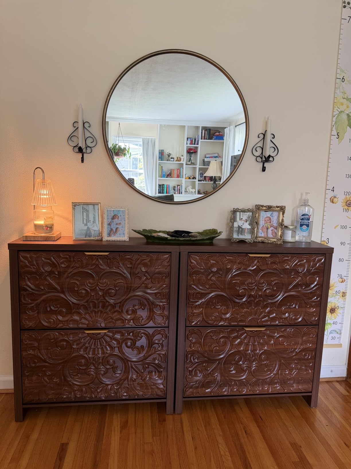 weselon Shoe Cabinet with Flip Drawers, Narrow Shoe Storage Cabinet, 2-Tier Hidden Shoe Organizer with Carved Floral for Entryway, Mid-Century Modern Slim Shoes Storage for Hallway Foyer (1, White) customer photo 2
