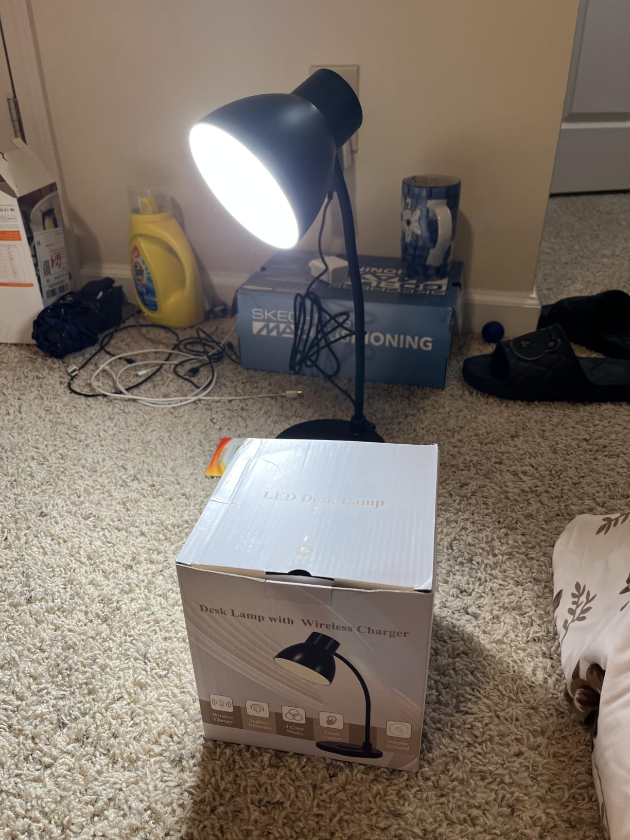 LED Desk Lamp for Home Office with Wireless Charger, Black | 3 Color Modes Dimmable Eye-Caring Study Reading Dorm Desk Lamp, 360° Flexible Arm Table Lamp for College Dorm Room, 800 Lumen customer photo 2