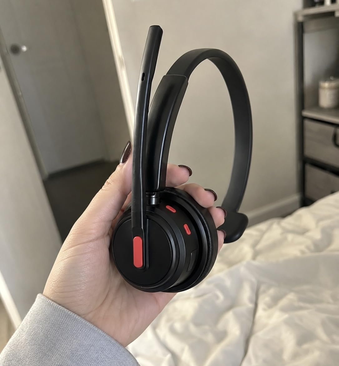 Wireless Headset with Mic for Work, Bluetooth Headset ENC Noise Cancelling, Charging Base & USB Dongle Included customer photo 1