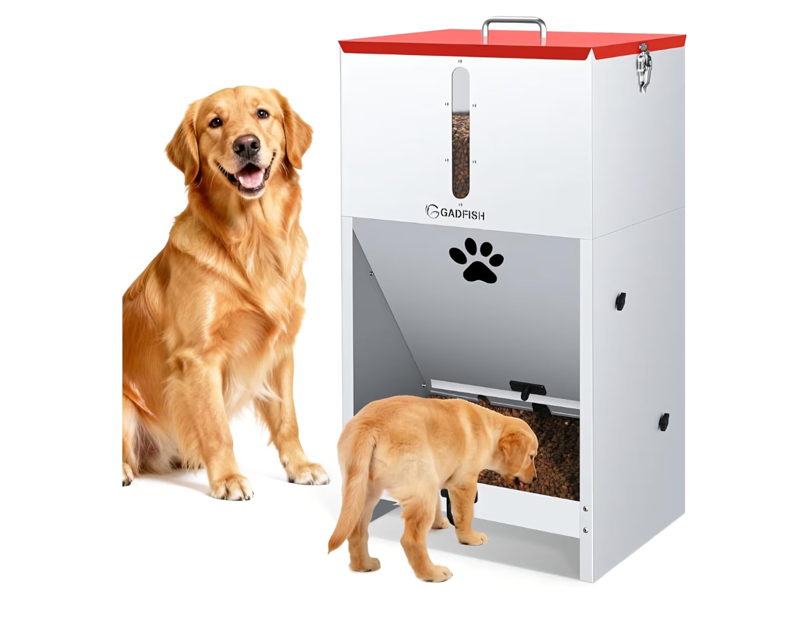 GADFISH 60 lbs Large Automatic Dog Feeder, Outdoor Heavy Duty Pet Feeder for Large Breed Dogs, with Viewing Window and Lockable Door customer photo 1