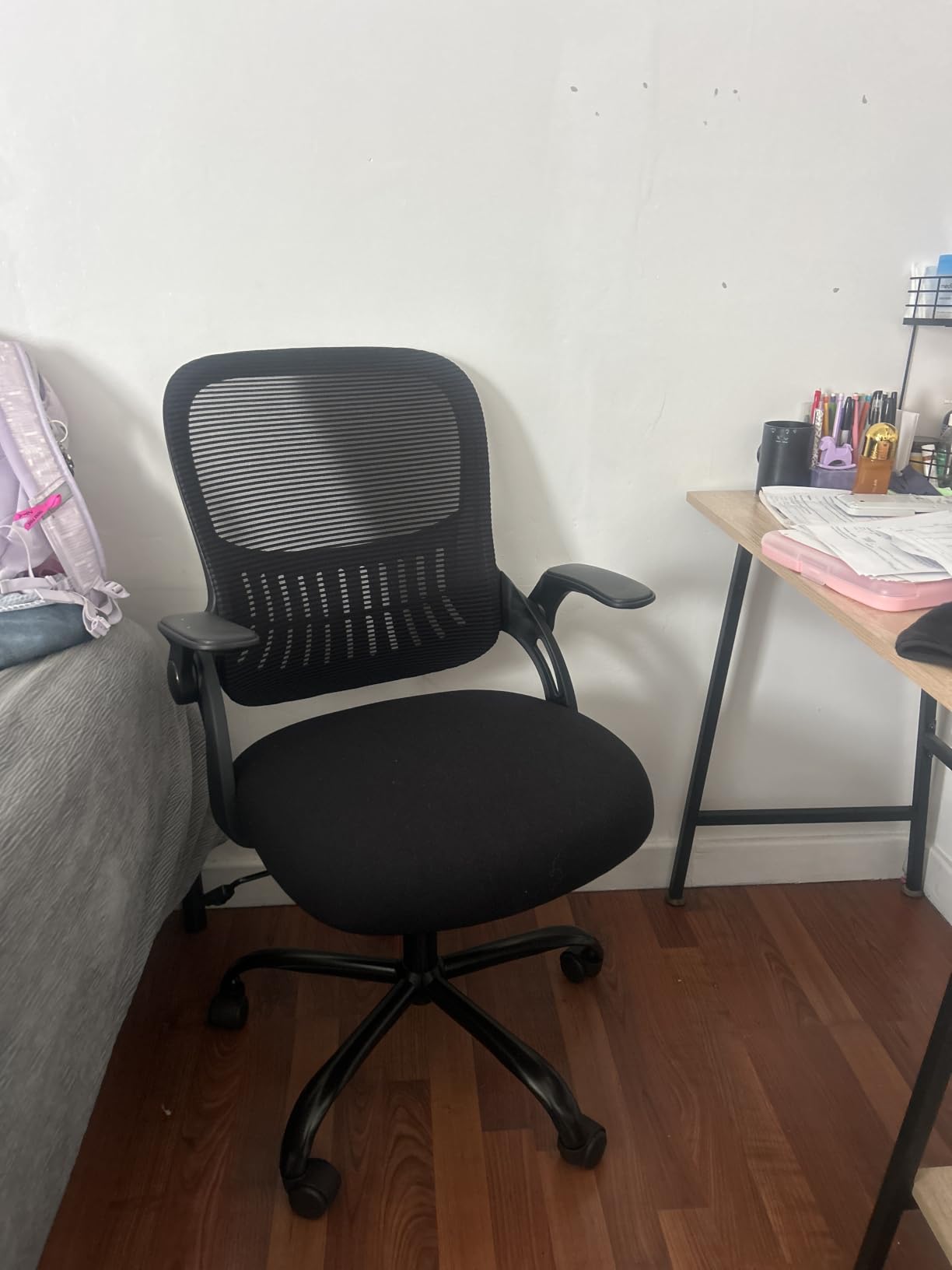 Sweetcrispy Ergonomic Office Desk Chair, Executive Mesh Computer Chair | Mid-Back, 360° Rolling Wheels, Comfortable Lumbar Support, Armrests, Fit for Bedroom Study Office, Grey customer photo 1