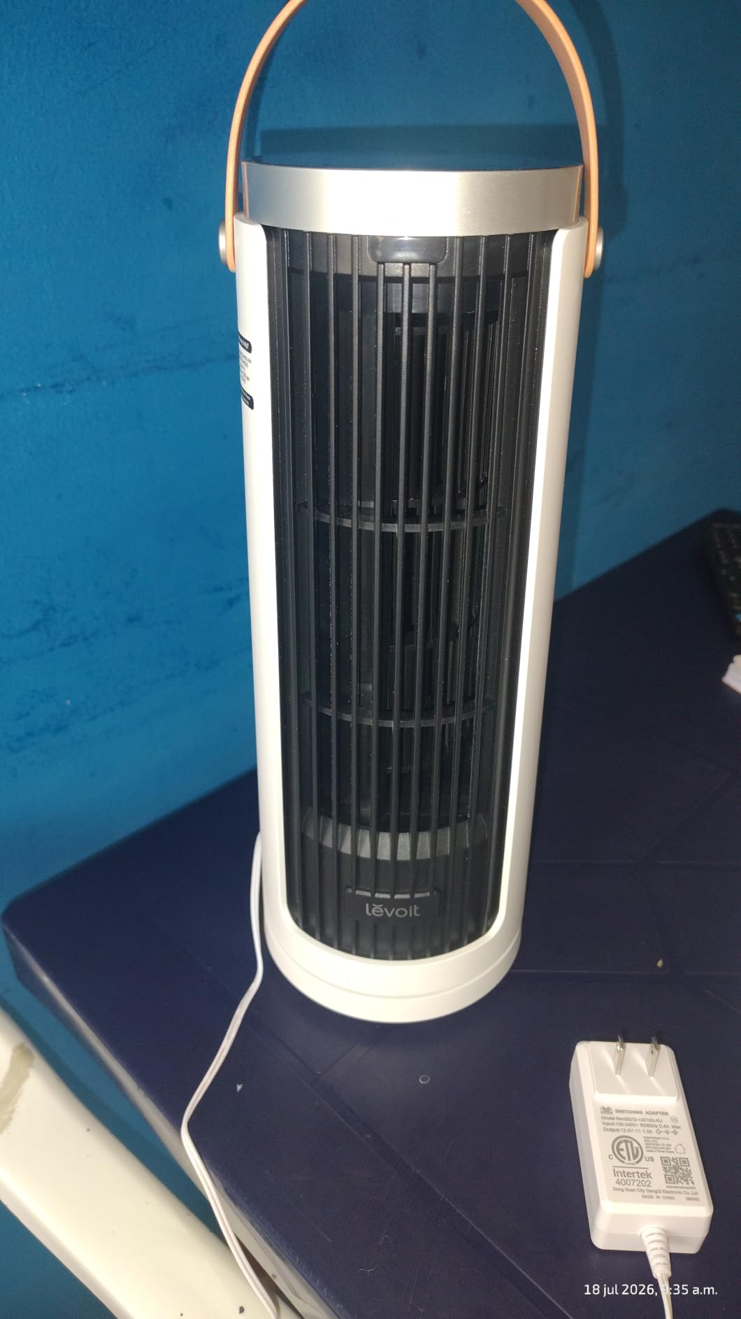 Levoit Tower Fan for Bedroom, 20dB Quiet Desk Fan, Portable Fan with 23ft/s | 3 Angles 4 Speeds Mini Oscillating Fan, DC Motor, Bladeless, Easy to Carry, Remote, 12H Timer, for Home, Room, Office, White customer photo 2