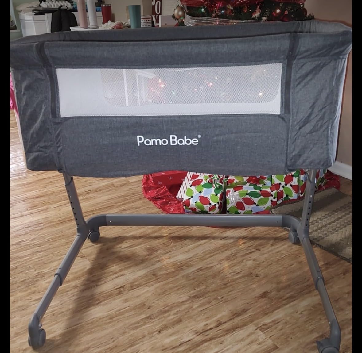 Pamo babe Bedside Bassinet for Baby, 3-in-1 Foldable Travel Bassinet with Wheels, Portable Baby Bassinet Adjustable Height, Storage Bag, Baby Bedside Sleeper Ideal Gift for Newborn Parents (Beige) customer photo 1