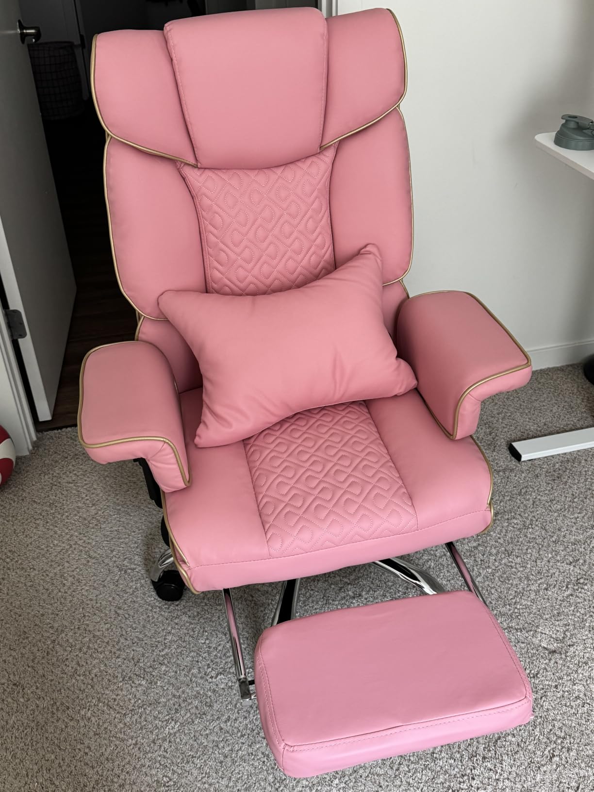 3D Kneading Massage Plus Size Comfy Office Desk Chair for Women | Reclining Office Desk Chair with Foot Leg Rest, 3D Kneading Massage, Ergonomic Comfortable, Lumbar Pillow customer photo 2