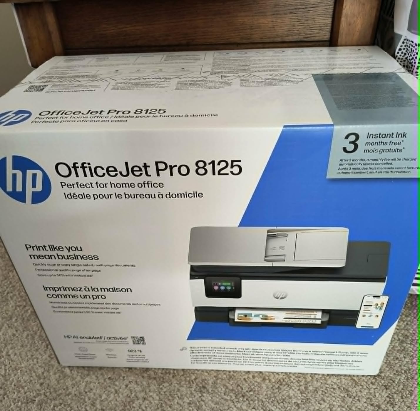 HP OfficeJet Pro 8125 Wireless All-in-One Color Inkjet Printer, Print, Scan, Copy, ADF, Duplex Printing Best-for-Home Office, 3 Month Trial of Instant Ink Included, AI-Capable (C2VJ4A) customer photo 1