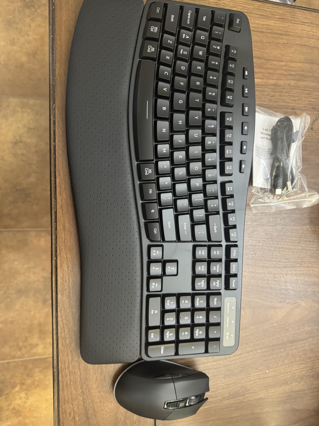 RGB Wireless Keyboard Mouse Combo with Ergonomic Wave, Silent Rechargeable | Soft Leather Wrist Rest, Light up Letter, 15 Lighting RGB Backlit, 3200 DPI 2.4G Mouse for PC Computer Laptop Windows Mac customer photo 2