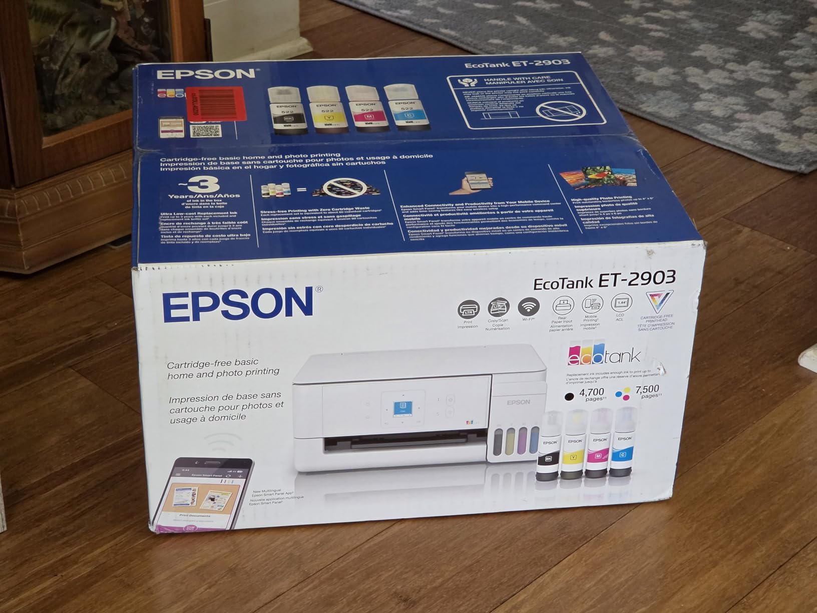 Epson EcoTank ET-2903 Wireless All-in-One Color Supertank Printer with up to 3 Years of Ink, Refillable Tanks, Perfect for Home, 11 PPM, 1.44
