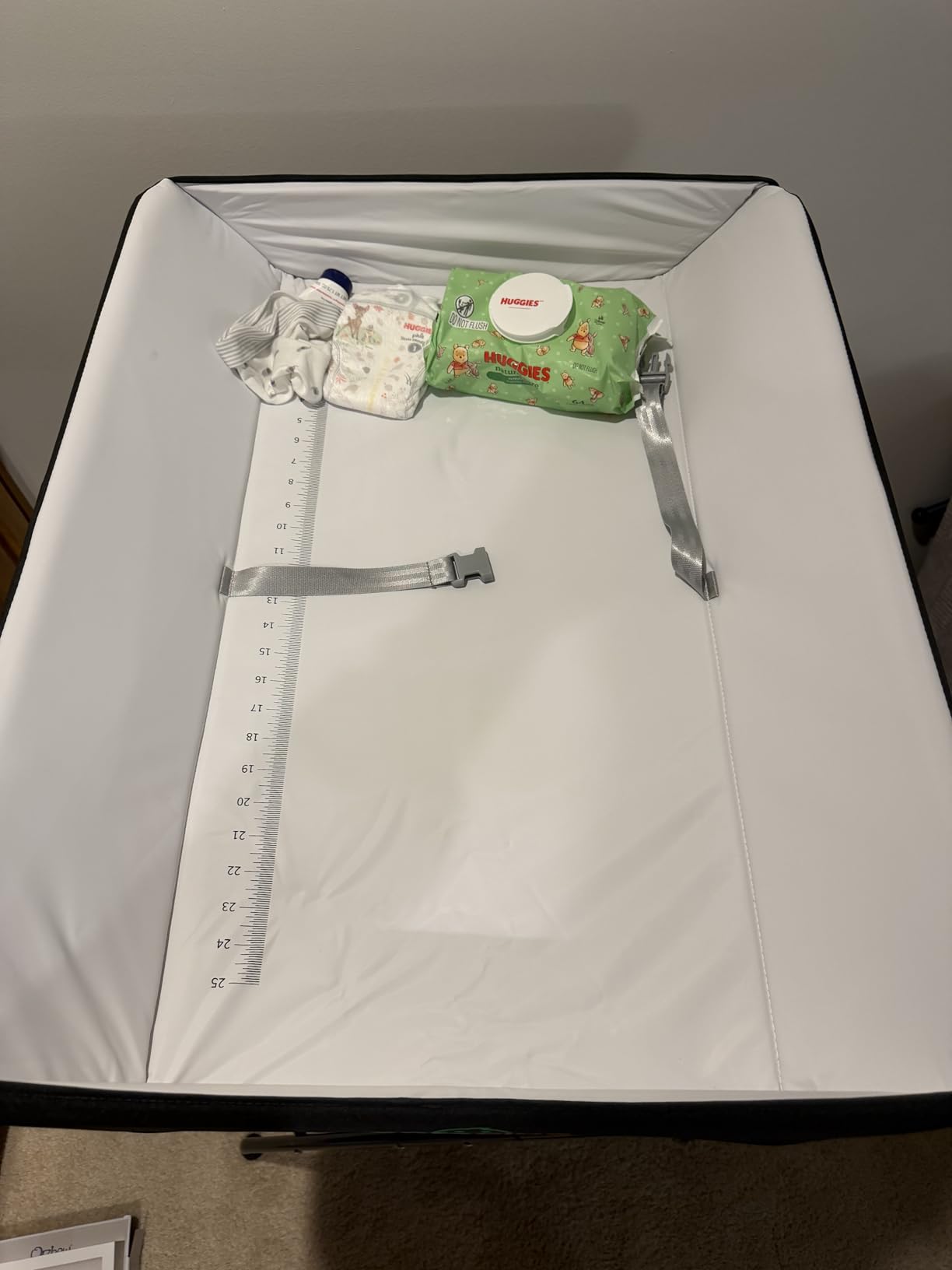 Costzon Changing Table, Portable Baby Changing Table Foldable Diaper Changing Station with Safety Belt, Large Storage Rack & Shelf, Nursery Organizer for Newborn Infant (Beige) customer photo 2
