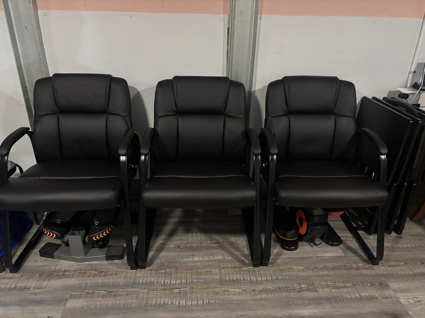Sweetcrispy Waiting Room Chairs, Office Guest Chairs for Reception | Stationary No Wheel, Comfy Padded Arms, Sled Base, Conference Room Lobby Bedroom Elderly, Deep Black customer photo 2