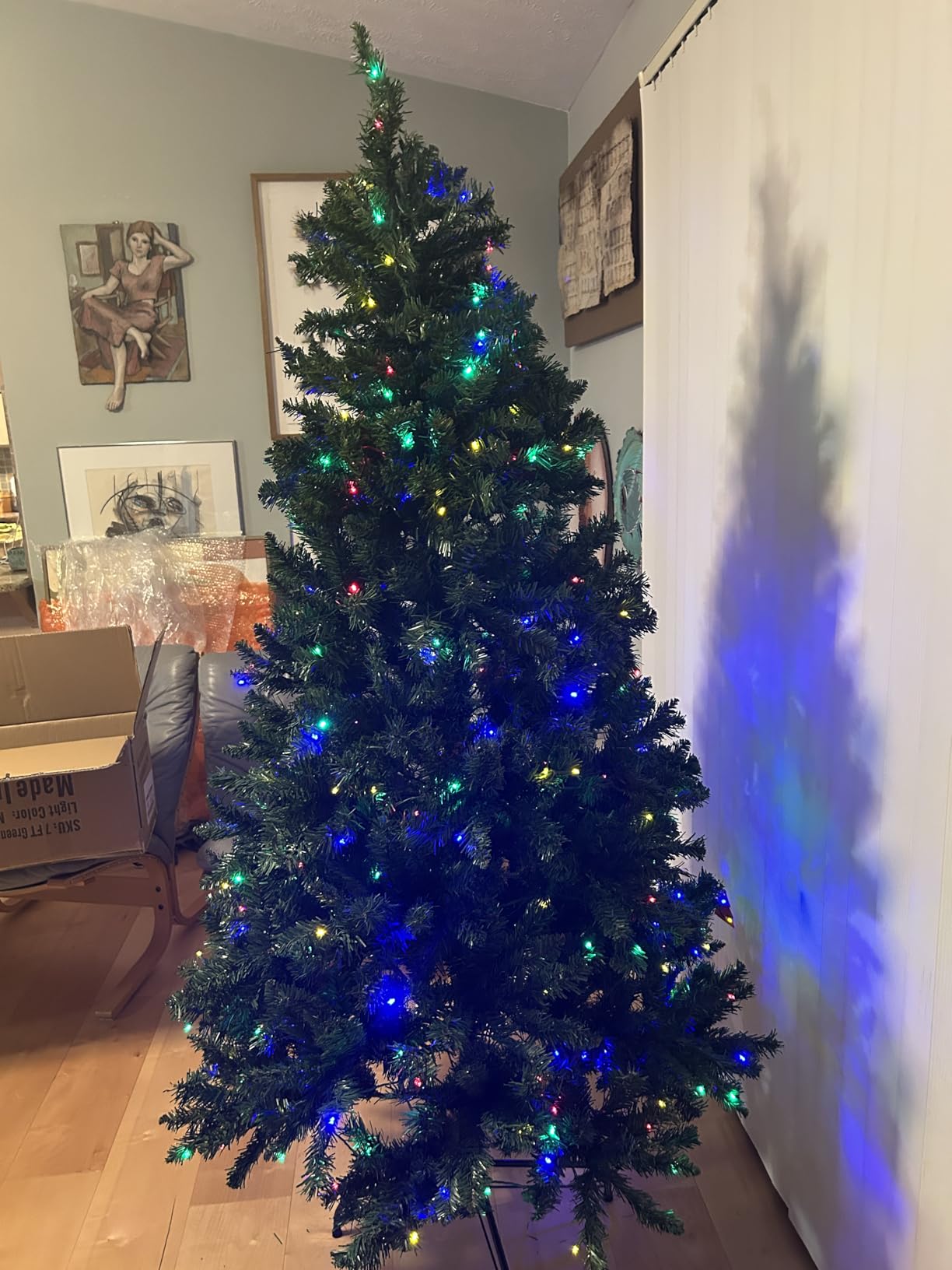 7FT Artificial Prelit Classic Christmas Tree with Remote Control,Timer customer photo 1