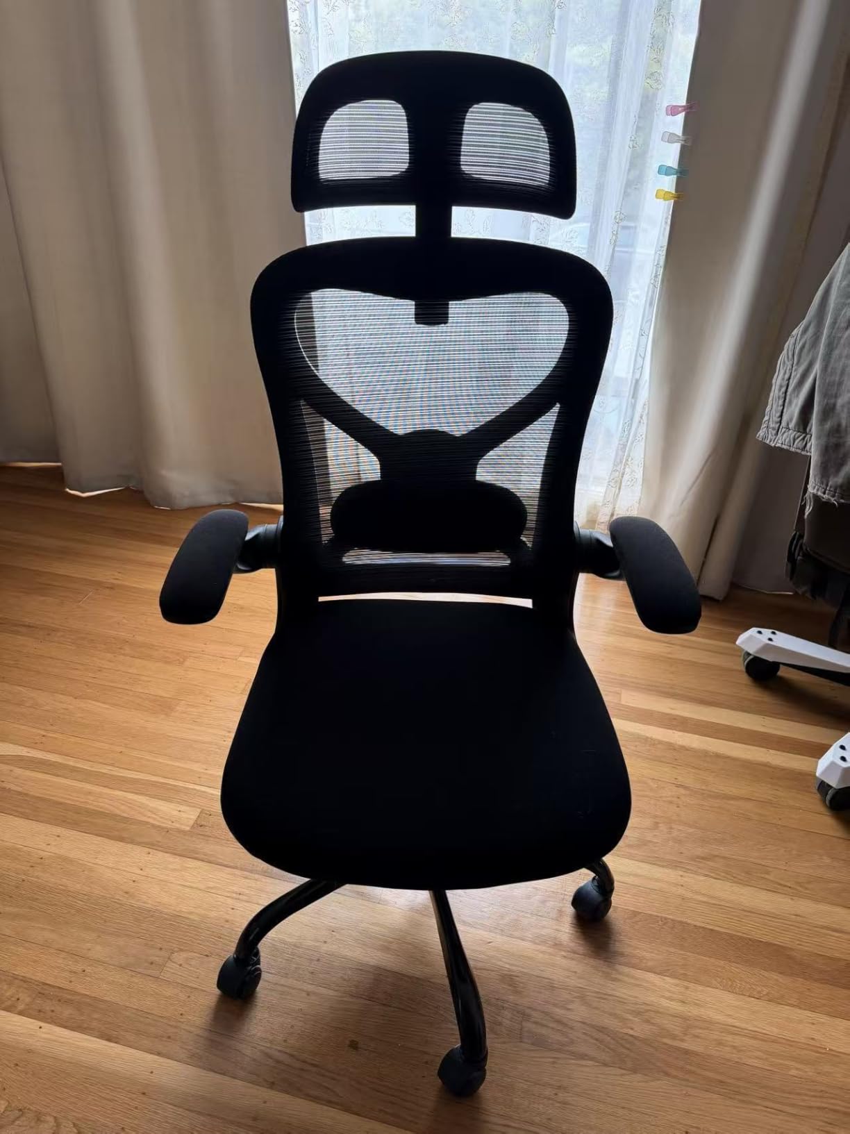 Home Office Desk Chairs, Ergonomic Office Chair with Lumbar Support & 3D Headrest, Computer Desk Chair with Flip-up Armrests, Perfect for Office or Study, Black/Silver customer photo 2