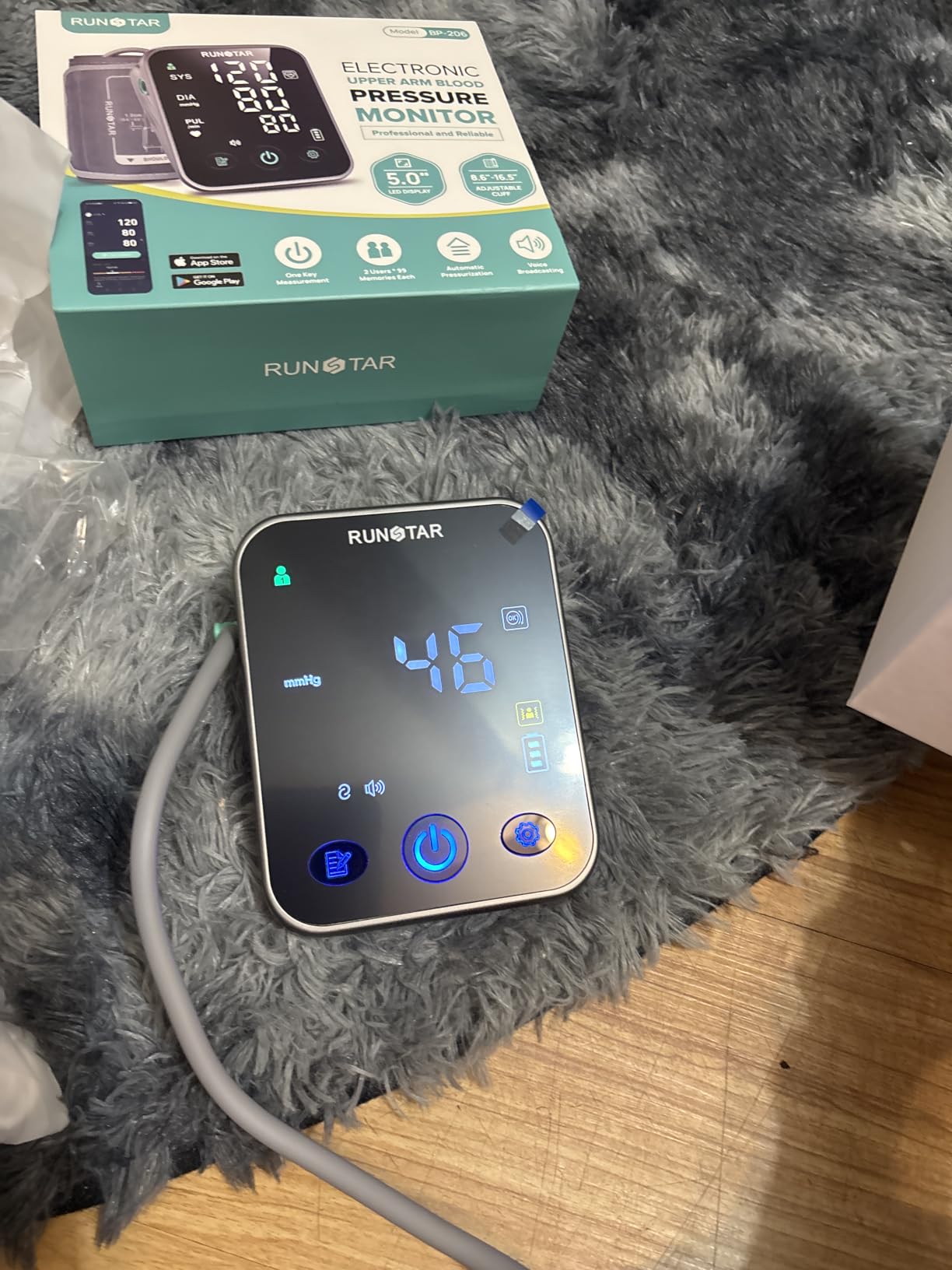 RunStar Smart Blood Pressure Monitor for Home Use, Upper Arm BP Cuff 8.6''-16.5'', Large 5.0'' 3-Color LED Display, FSA&HSA Eligible, Digital Automatic Blood Pressure Machine with iOS & Android App customer photo 1