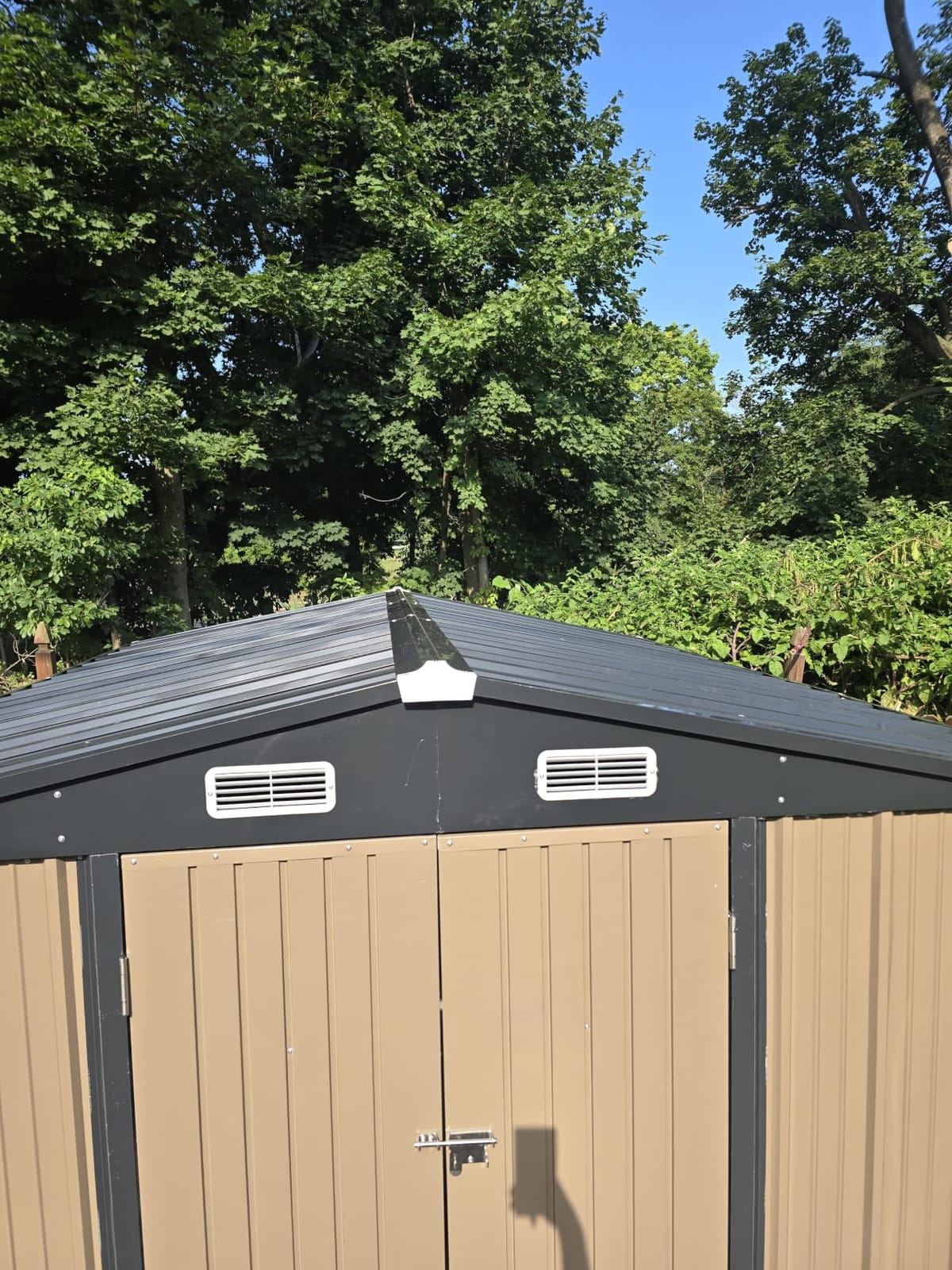 Aoxun 12 x 10FT Outdoor Storage Shed with Double Hinged Large Door, Brown | Metal Sheds Outdoor Storage for Garden Utility Garden Shed with Lockable Door & Sloped Roof, Backyard, Patio and Backyard customer photo 1