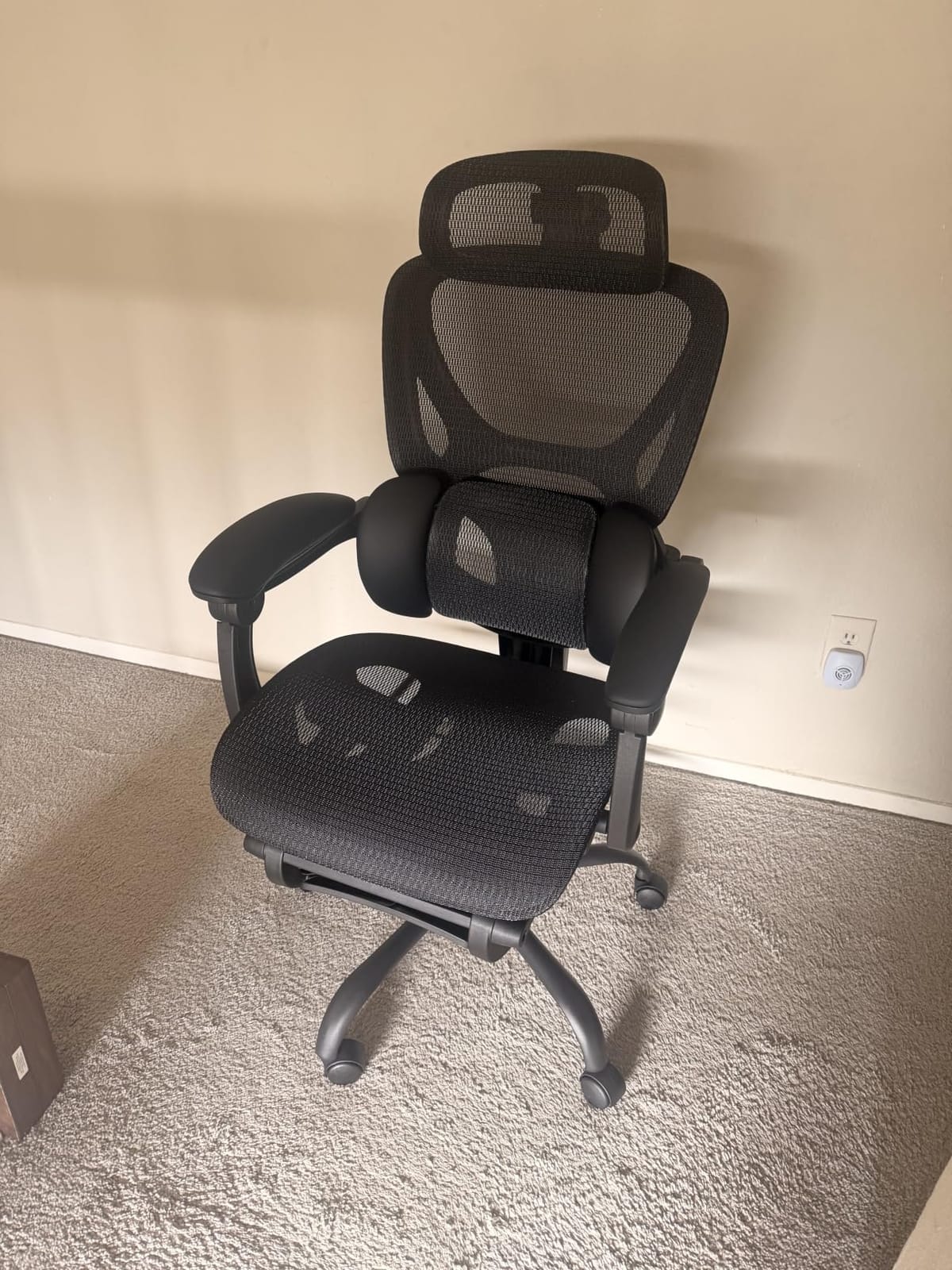 MALOL Ergonomic Mesh Office Chair with Footrest, Executive High Back Computer Desk Chair with 3D Adjustable Headrest & 5-Level Lumbar Support, Reclining Tilt Lock, 3D Arms, 300LBS Capacity, Black customer photo 1