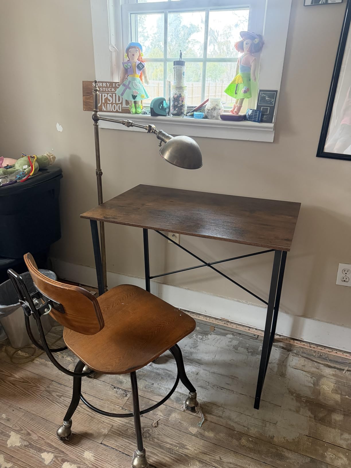 Sweetcrispy 47-Inch Computer Desk for Bedroom, Brown customer photo 2