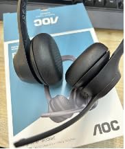AOC Wireless Headset with Microphone for Work, AI ENC Noise Cancelling | Bluetooth 6.0 & 2.4G Wireless Headphones with Mic, 45H Talk Time Headset for PC Laptop Zoom Teams customer photo 1