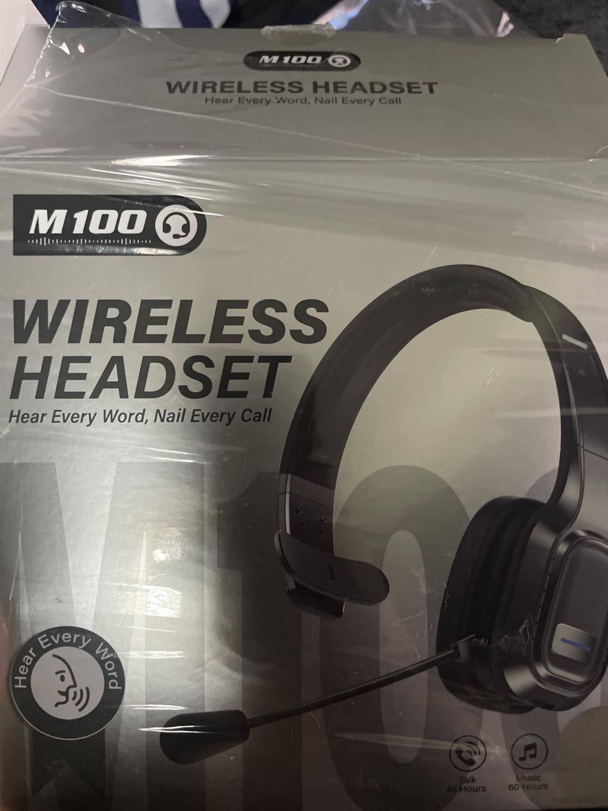 Bluetooth Headset with Mic, 60 Hours Talking Time Single-Ear Wireless Headset, ENC Noise Canceling, One-Touch Mute, Dual-Device Connection for Truck Driver, Office, Call Center, Phone/PC customer photo 1