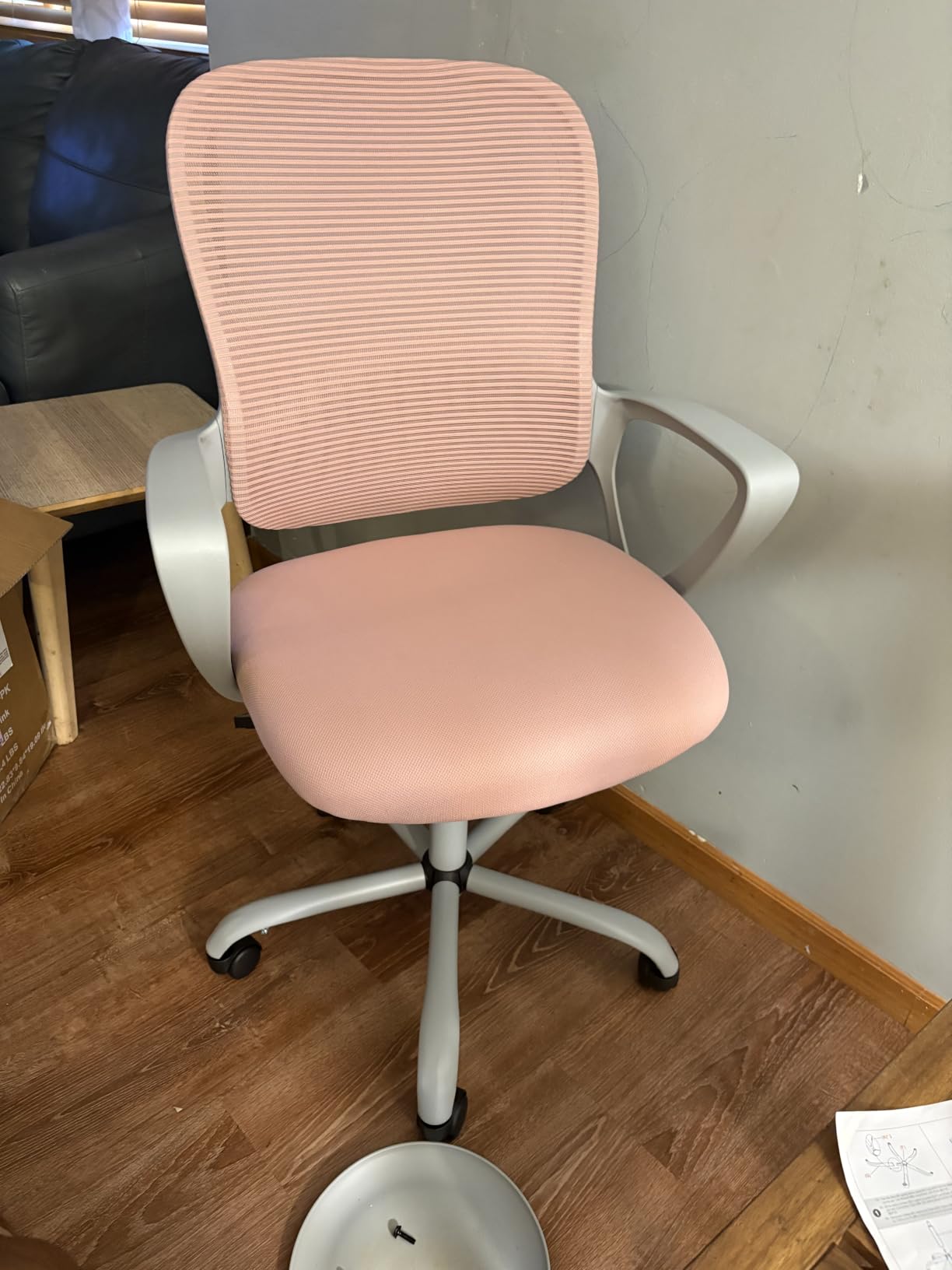 Sweetcrispy Ergonomic Computer Desk Chair, Mesh Office Chair | Comfortable Lumbar Support, Mid-Back, Rolling Swivel, Flip-up Arms, Home Office Bedroom Study, Gray customer photo 2