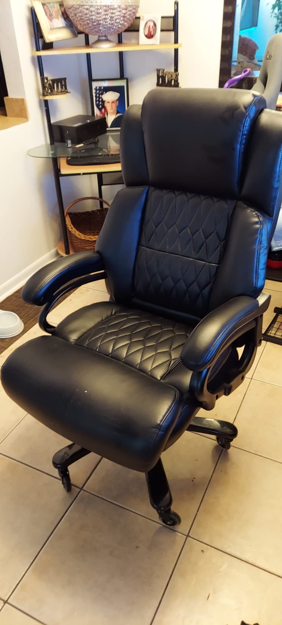 Big and Tall Office Chair, High Back Large Executive Computer Desk Chair | Adjustable Lumbar Support, Quiet Rubber Wheels, Heavy Duty Metal Base, Ergonomic Design, Large Office Chair, 400lbs customer photo 1