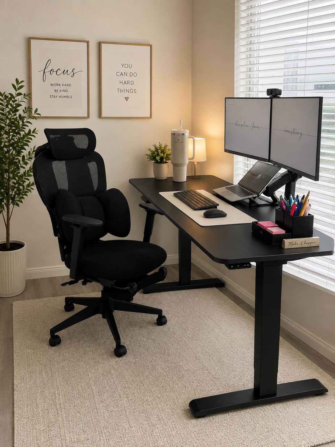 CabLady S1 High Back Ergonomic Mesh Office Chair with Footrest, 300 lbs, 115° Recline Lock, Adjust Seat Depth, 2D Arms, 3D Headrest, Detachable Lumbar Support, Breathable Mesh, BIFMA, Cream customer photo 2