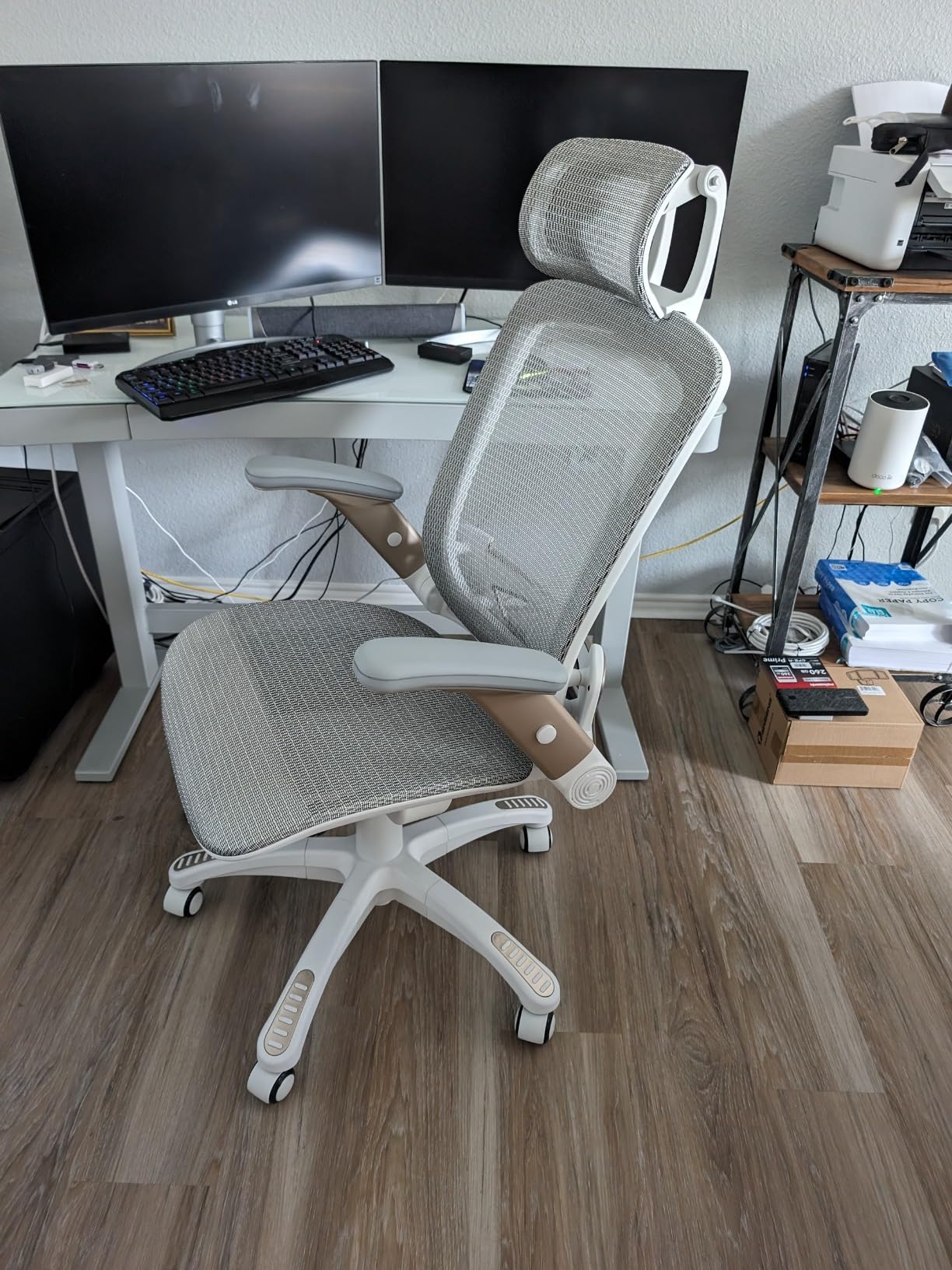 GABRYLLY Ergonomic Office Chair with Headrest, High Back Desk Chair with Flip-Up Arms, Adjustable Lumbar Support, Padded Cushion Computer Chair with 3-Stage Tilt Lock for Home Office Gaming Study customer photo 1