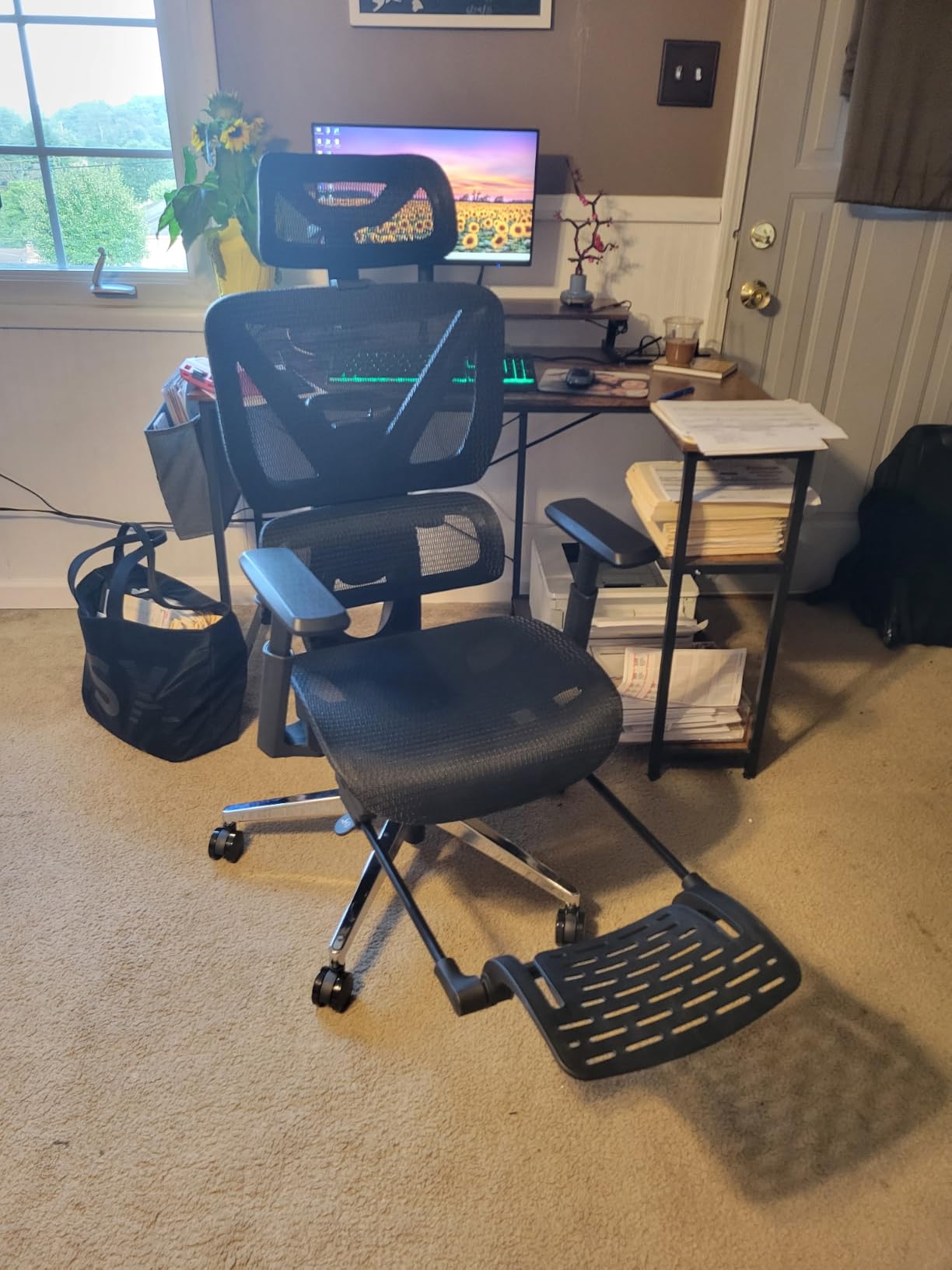 ATORPOK Ergonomic Reclining Office Chair with Footrest, Black | 135° Recline, Adjustable Seat Depth & Height, Headrest and Lumbar Support, Retractable Footrest, Mesh Home Desk Chair customer photo 1