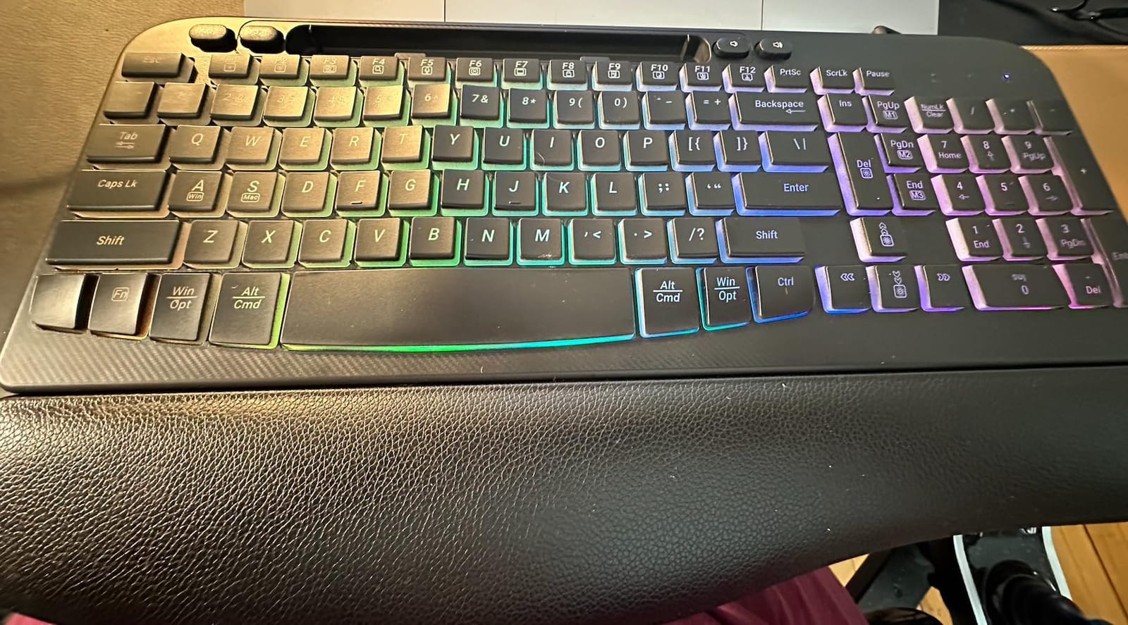 Ergonomic Keyboard, Wired Backlit Computer Keyboard with Wrist Rest, Black | Wired Keyboard, Wave Keys, Phone Holder, 7-Color Lighted Keyboard for PC, Laptop, Windows, and Mac customer photo 2