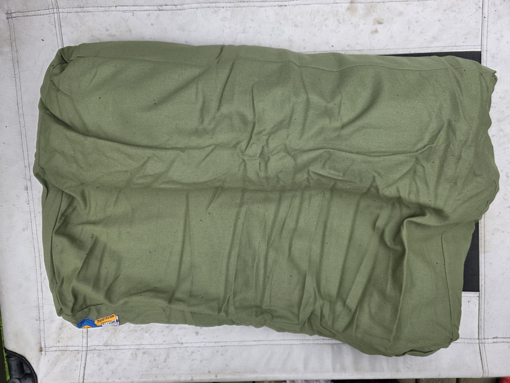 Sytopia 47 Inch Indestructible Dog Bed for Aggressive Chewers, Chew Proof Durable Outdoor Canvas Pet Crate Mat with Waterproof Washable Removable Cover, Indoor Patio Pet Pad for Crate, Green customer photo 1