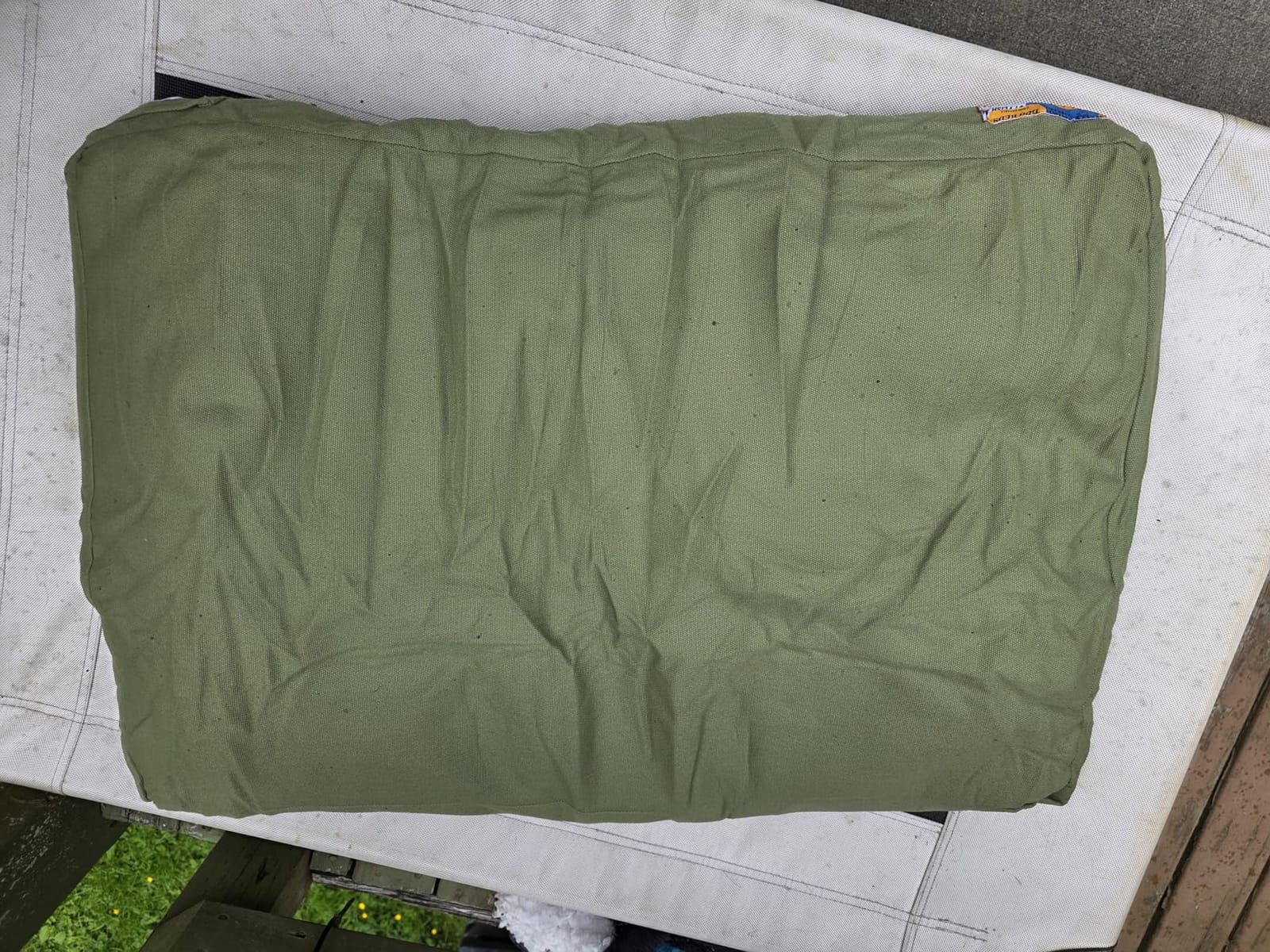 Sytopia 47 Inch Indestructible Dog Bed for Aggressive Chewers, Chew Proof Durable Outdoor Canvas Pet Crate Mat with Waterproof Washable Removable Cover, Indoor Patio Pet Pad for Crate, Green customer photo 2