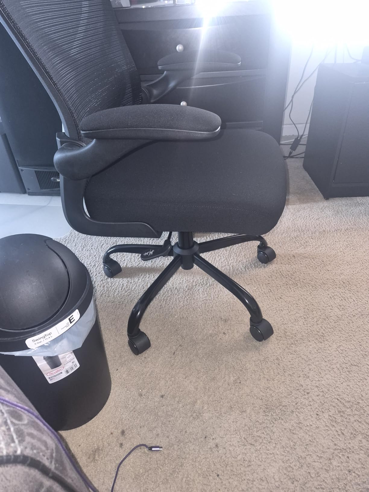 Ergonomic Home Office Chair, 4-Way Lumbar, Thick Cushion, 330LBS | Adjustable Lumbar (up/down/in/out), Rocking Mesh Back, Flip-up Arms, Easy Assembly, Ideal for home offices & small workspaces customer photo 1