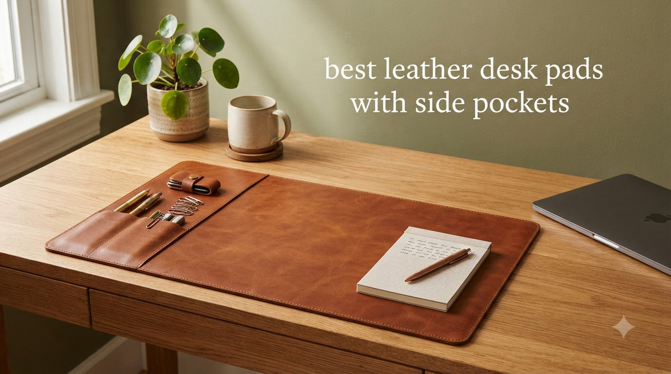 best leather desk pads with side pockets