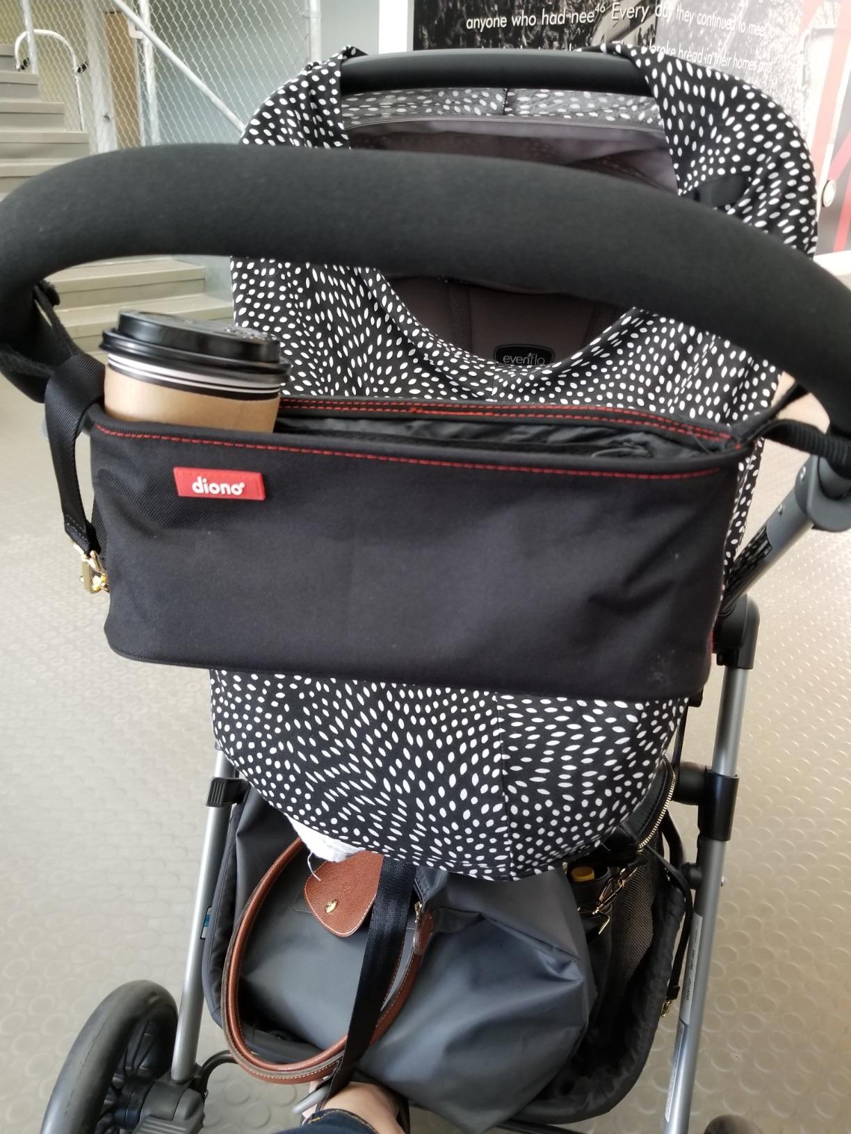 Diono Buggy Buddy Universal Stroller Organizer with Cup Holders, Secure Attachment, Zippered Pockets, Safe & Secure, Black customer photo 2