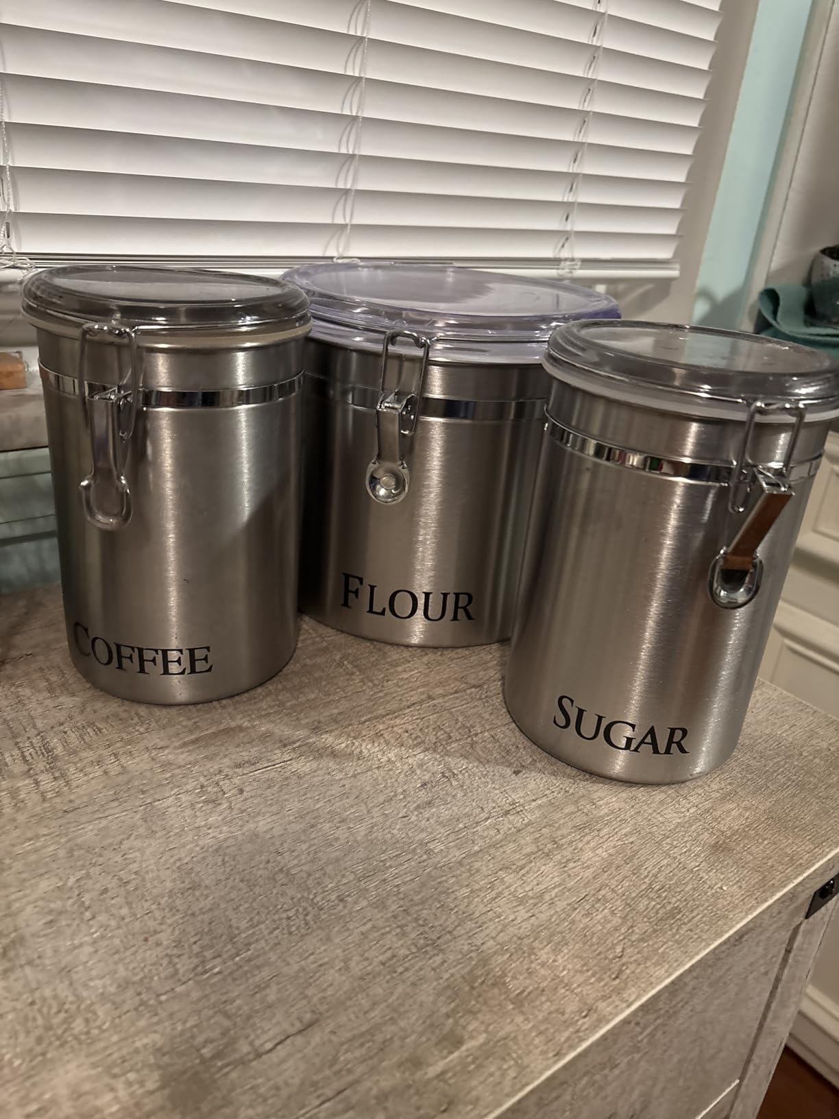 Oggi Stainless Steel Coffee Canister 62 fl oz - Airtight Clamp Lid, Clear See-Thru Top - Ideal for Coffee Bean Storage, Ground Coffee Storage, Kitchen Storage, Pantry Storage. Large Size 5