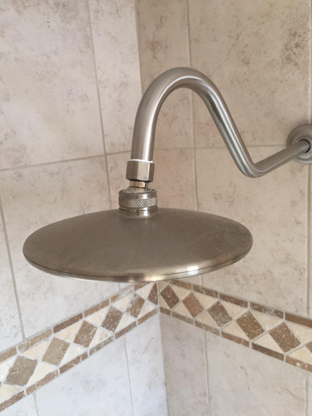 Moen Brushed Nickel 8-Inch Fixed Single Function Round Wide Rainshower Showerhead, 2.5 GPM, 6345BN customer photo 1