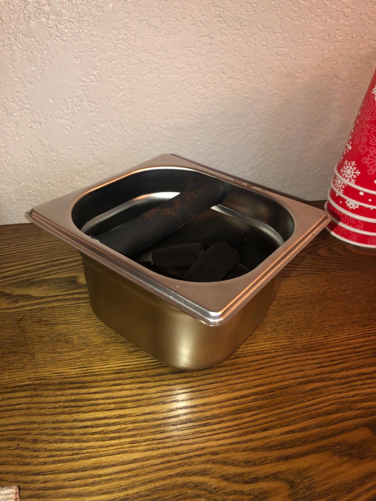 Coffee Knock Box Stainless Steel, 6.9 Inch Espresso Knock Box for Espresso Coffee Grounds, 1.5L Large Capacity Built-In Knock Box with Rubber Knock Bar for Home Barista & Coffee Bar customer photo 2