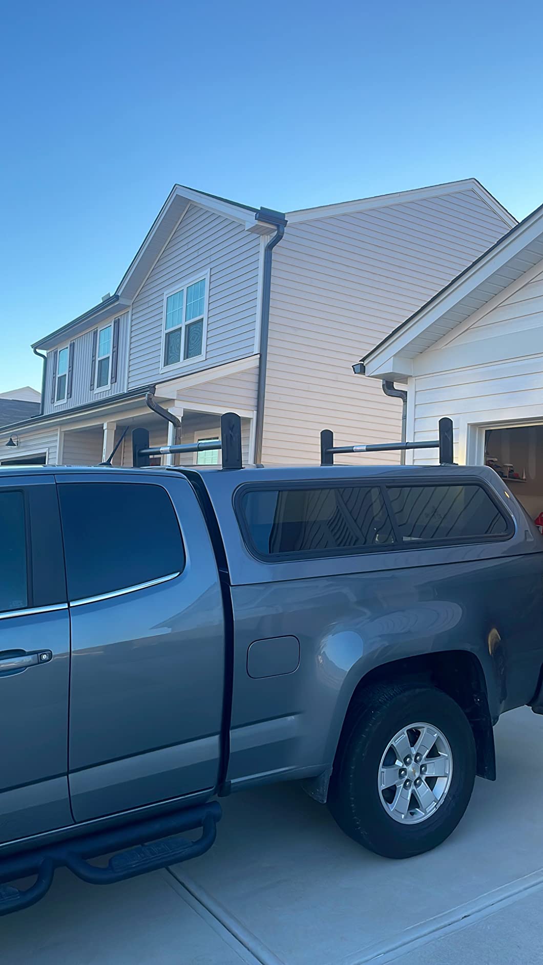 Model DX36 Universal Pickup Truck Cap & Topper 2 Bar Ladder Roof Van Rack System Adjustable Steel Cross Bars - Sandy Black customer photo 2
