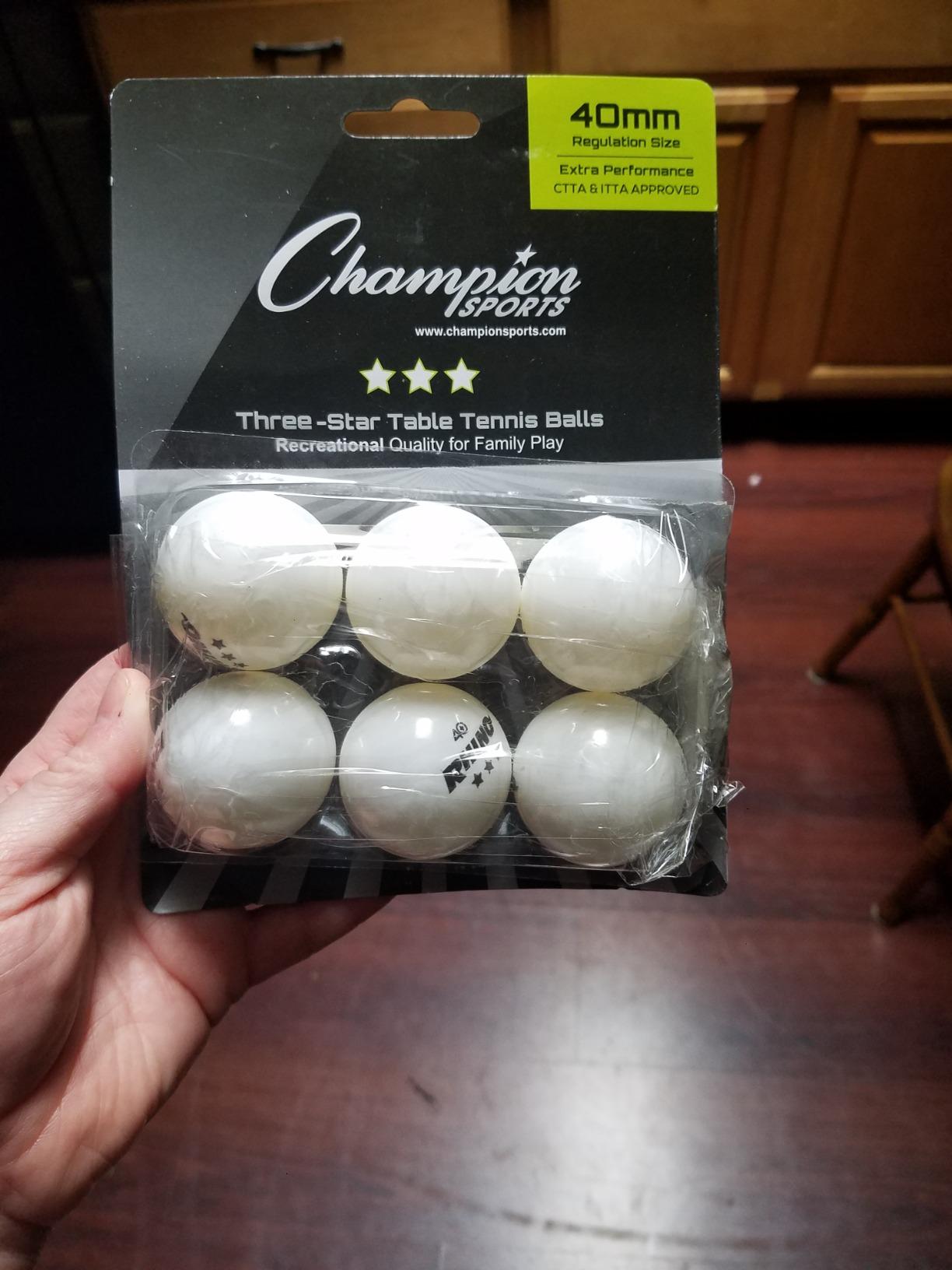 Champion Sports 3 Star Table Tennis Ball Pack – Tournament Size, 40mm Seamless, CTTA & ITTA Approved customer photo 2