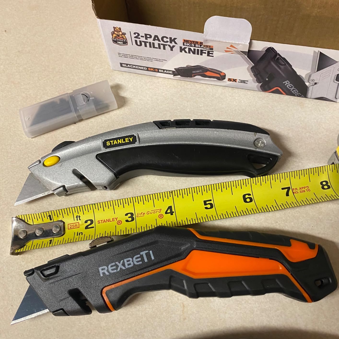 REXBETI Box Cutter 2-Pack, Utility Knife with Blade Storage, 18 Blades customer photo 1