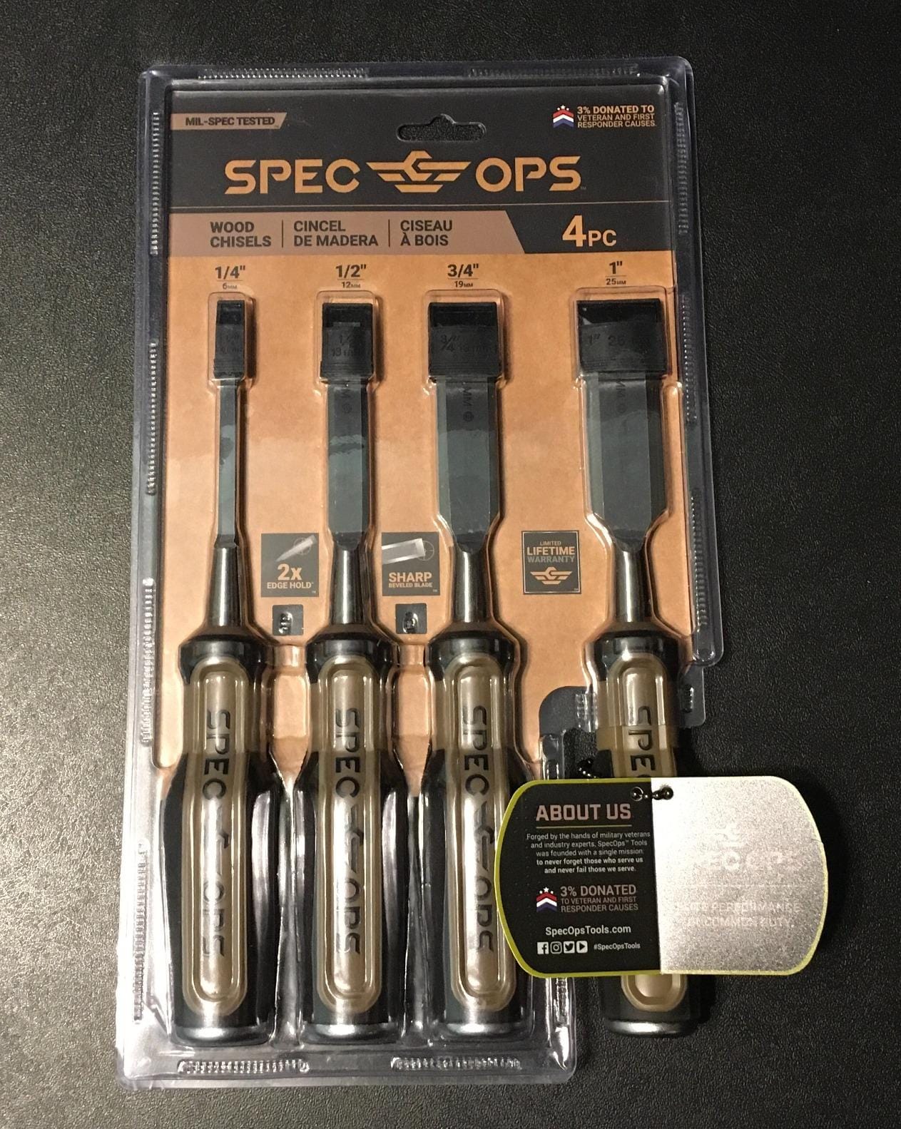 Spec Ops Tools Wood Chisel for Carpentry & Woodworking, Beveled Edge High-Carbon Steel Blade, Full Tang Shock-Absorbing Grip, 4-Piece Set customer photo 1