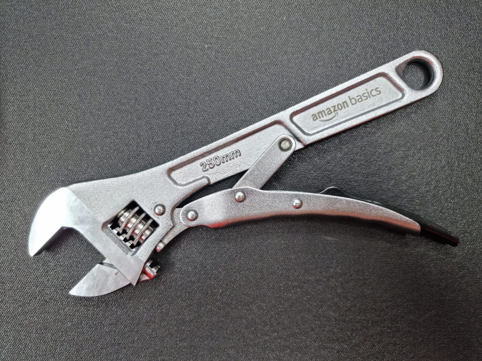 Amazon Basics 10 inch Locking Adjustable Wrench, Precision Machined, Rust Resistant, 2.7 inch x 0.75 inch customer photo 2