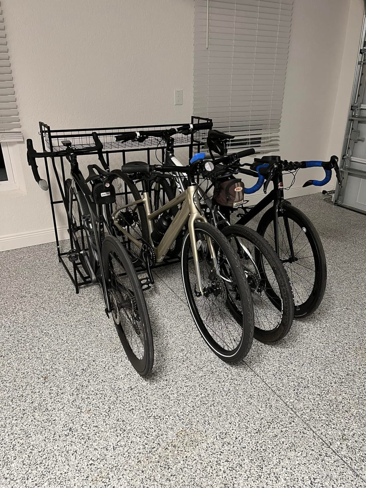 HEALTH LINE PRODUCT 4 Bike Stand, Indoor Bike Storage, Bicycle Rack for Garage - Metal Stability Floor Bicycle Station for Parking Mountain/Road/Hybrid/Fat Tire & Scooters Bike Rack for Garage customer photo 2