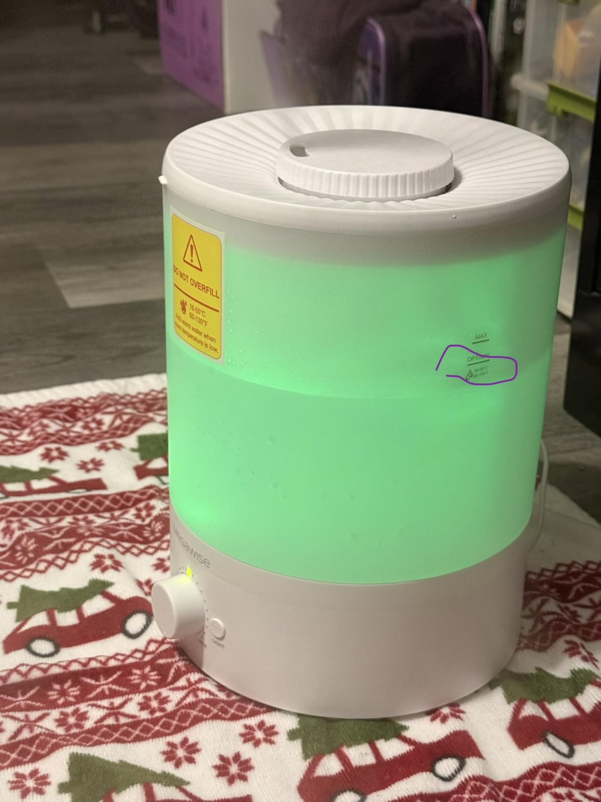 MegaWise Healthy Top-Refill Cool Mist Humidifiers for Bedroom, 24dB Ultrasonic Air Vaporizer with Water Filter for Baby [PP Material], Colorful Night Light,1 Gal Essential Oil Diffuser, Auto Shut Off customer photo 1