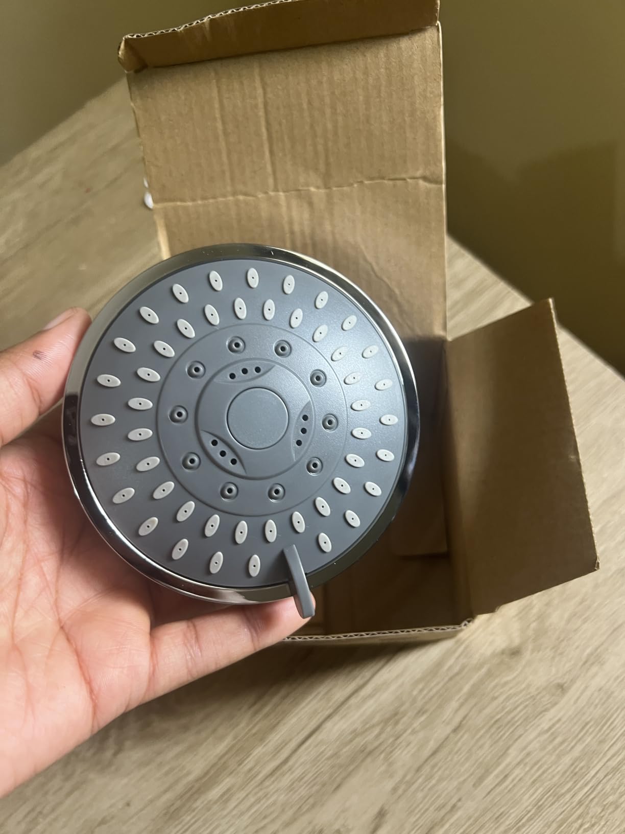 WarmSpray High Pressure Shower Head 5 Settings Fixed Showerhead 4 Inch High Flow Bathroom Showerhead with Adjustable Brass Ball Joint for Luxury Shower Experience Even at Low Water Pressure customer photo 1