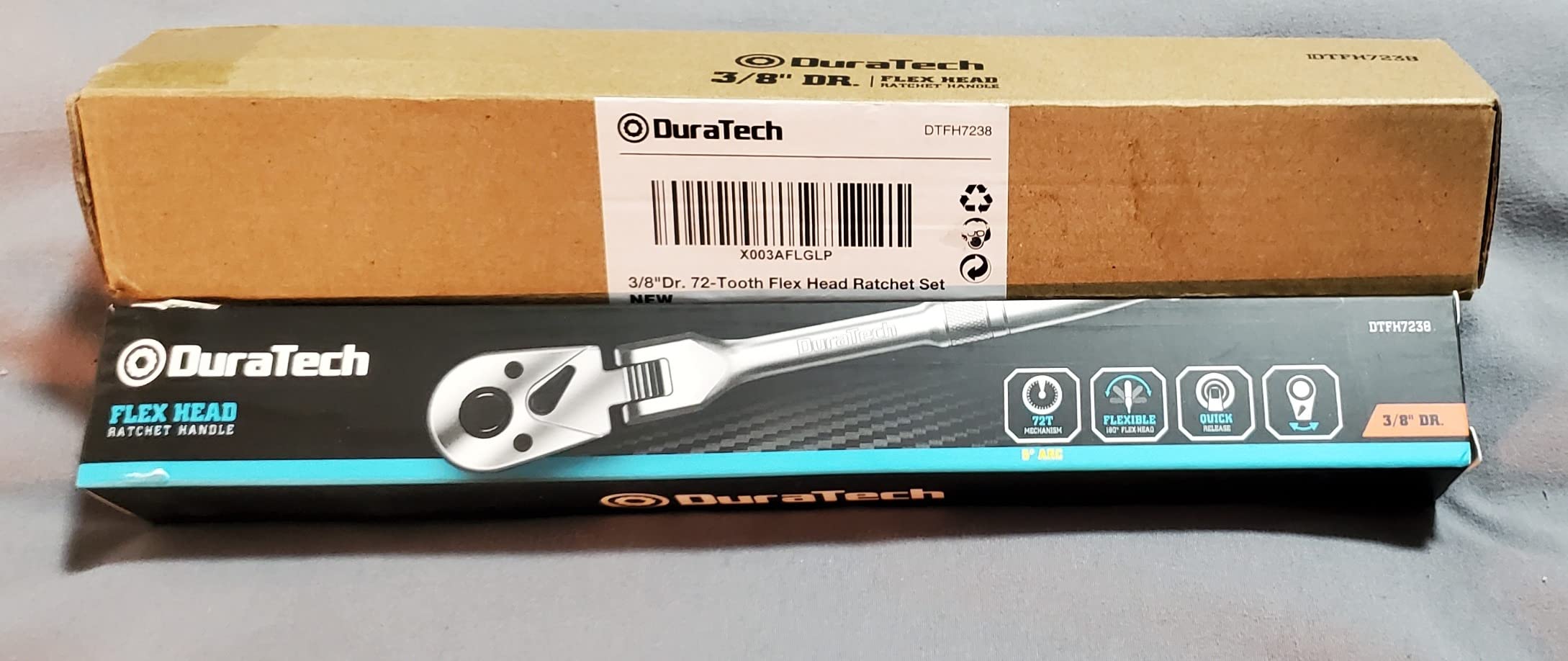 DURATECH 3-Piece Flex-Head Ratchet Set, 1/4