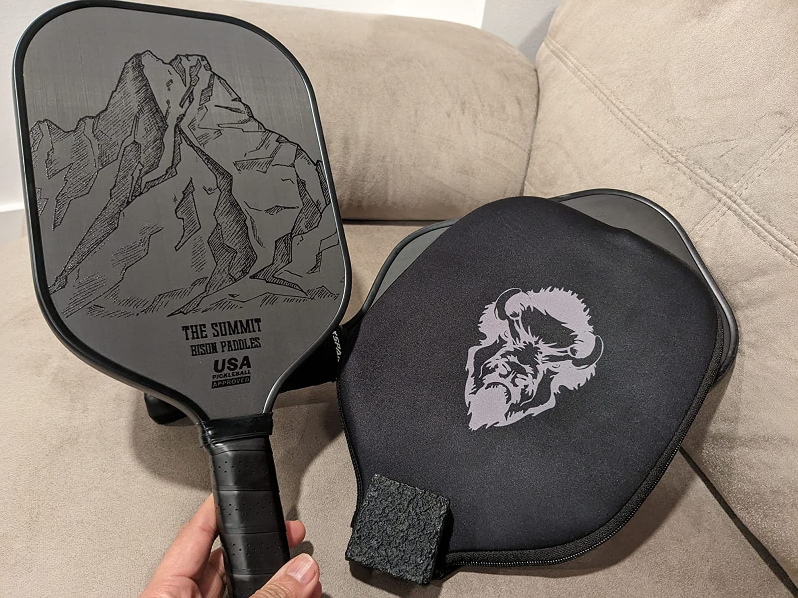 Carbon Fiber Pickleball Paddle - Raw Toray T700 Surface Provides Maximum Ball Spin | Elongated or Widened Pickleball Racket Shapes Available - Paddle Customization Kit Included customer photo 2