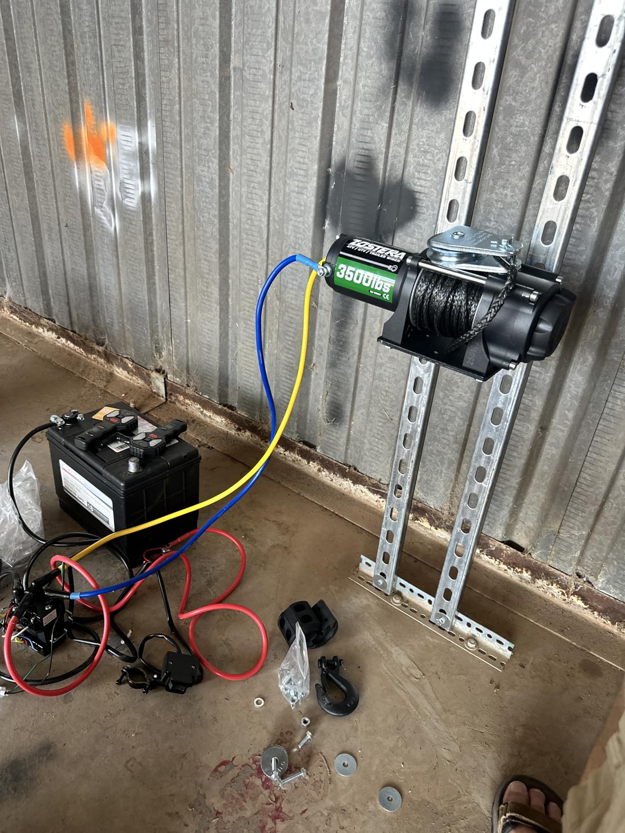3500lbs ATV/UTV Winch with Synthetic Rope, Electric Boat Trailer Winch 12V, Waterproof Winch with 2 Wireless Remotes &Wired Switch,with Mounting Plate,Pulley,Rope Damper,Aluminium Fairlead customer photo 1